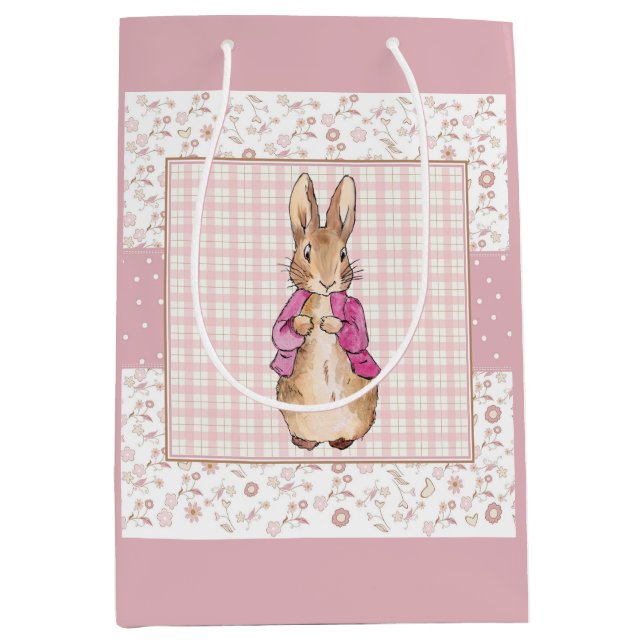 Peter der Kaninchen Karo und Blumenmuster Mittlere Geschenktüte (Vorderseite)