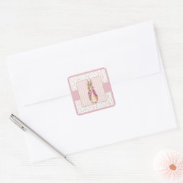 Peter der Kaninchen Karo und Blumenmuster Quadratischer Aufkleber