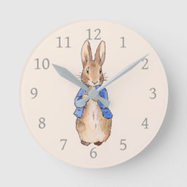Peter der Kaninchen mit Beige Hintergrund Runde Wanduhr