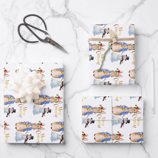 Peter der Kaninchen mit Weihnachtsmannmütze Geschenkpapier Set (Vorderseite)