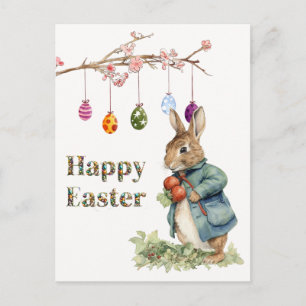 Peter der Osterkaninchen Ostereier Happy Oster Postkarte
