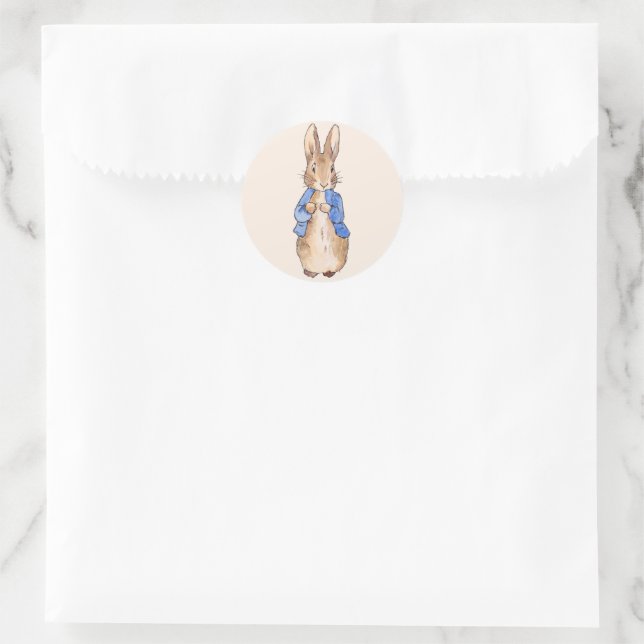 Peter der Rabbit-Beige-Hintergrund Runder Aufkleber (Tasche)