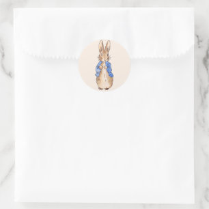 Peter der Rabbit-Beige-Hintergrund Runder Aufkleber