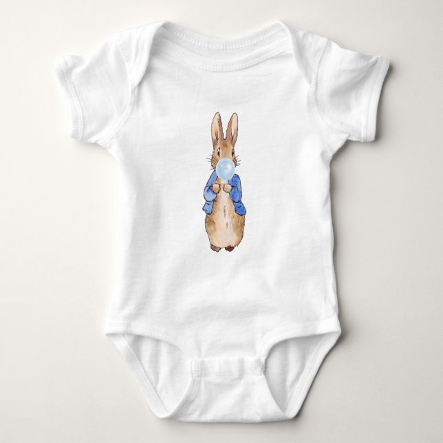 Peter der Rabbit blasen Blue Gum Baby Bodysuit Strampler (Vorderseite)
