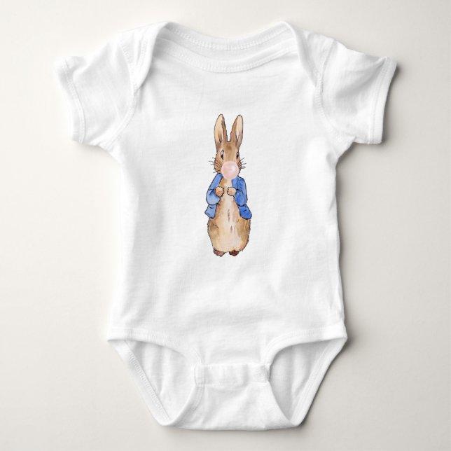 Peter der Rabbit blühende Pink Gum Baby Bodysuit Strampler (Vorderseite)