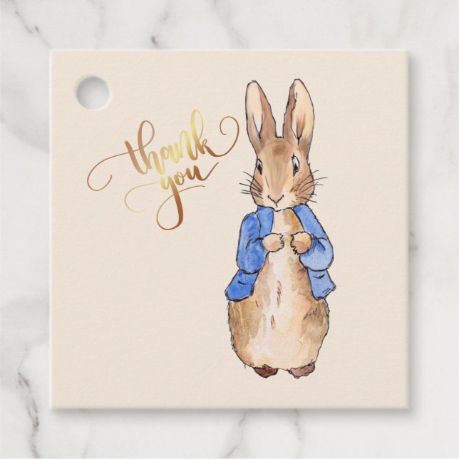 Peter der Rabbit Danke Beige Geschenkanhänger (Vorderseite)