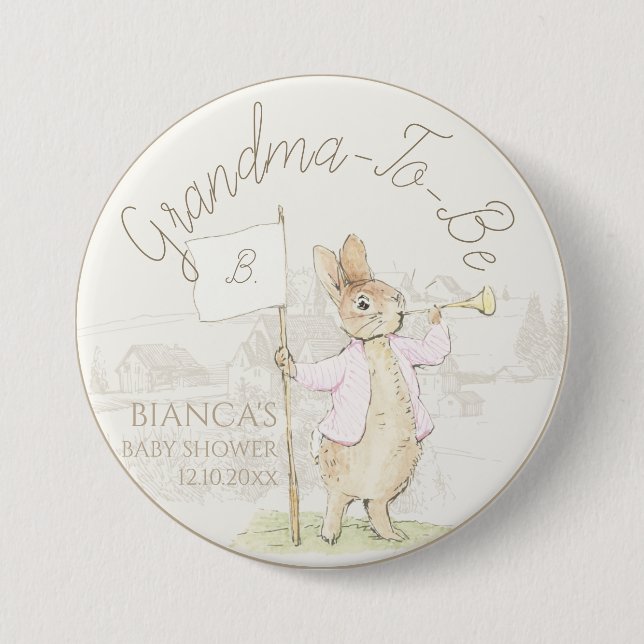 Peter der Rabbit etwas Bunny Baby Dusche Oma zu Button (Vorderseite)