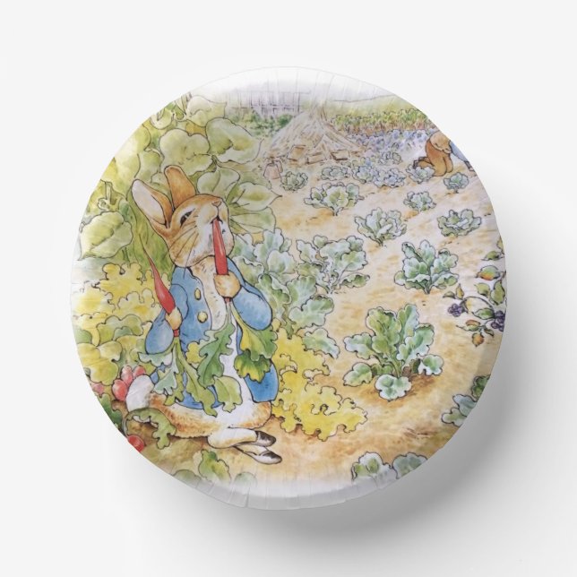 Peter der Rabbit frisst Karotte Pappteller (Vorderseite)