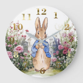 Peter der Rabbit in seinem Garten Nr. 2 Große Wanduhr