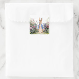 Peter der Rabbit in seinem Garten Nr. 2 Quadratischer Aufkleber