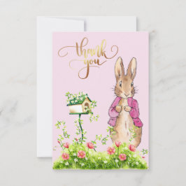 Peter der Rabbit Pink Jacke Blumenrahmen Dankeskarte
