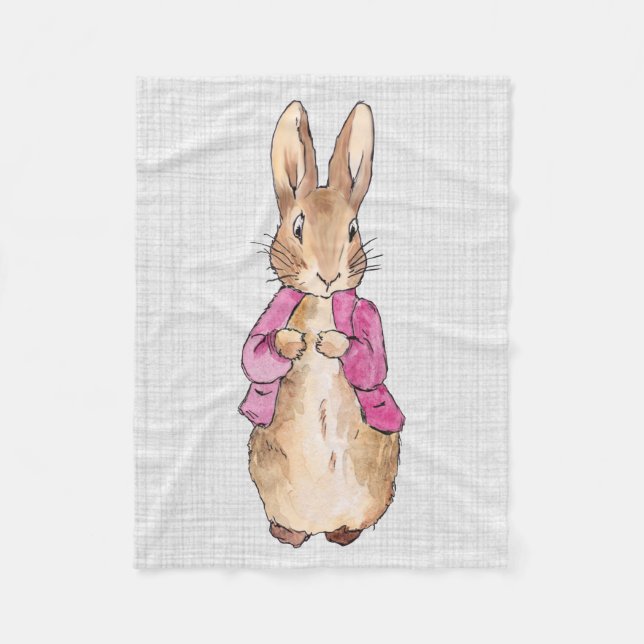 Peter der Rabbit Pink Jacket Gray Linen Fleecedecke (Vorderseite)