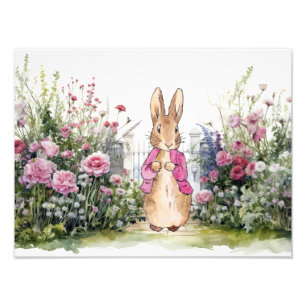 Peter der Rabbit Pink Jacket in seinem Garten Fotodruck