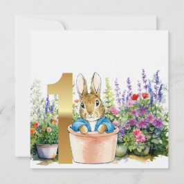 Peter der Rabbit zum ersten Geburtstag in einem To Einladung