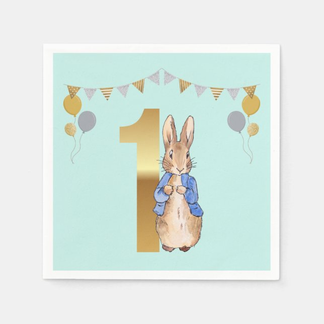Peter der Rabbit zum ersten Geburtstag Serviette (Vorderseite)