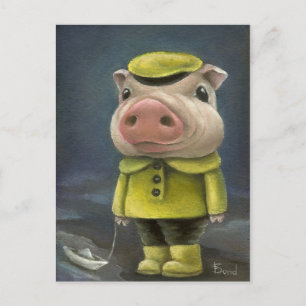 Peter des Schweins segeln sein Boot Postkarte