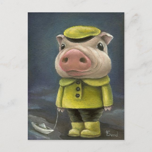 Peter des Schweins segeln sein Boot Postkarte (Vorderseite)