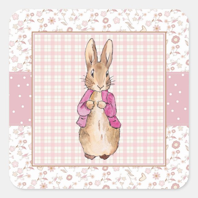 Peter die Rabbit Pink Jacke Quadratischer Aufkleber (Vorderseite)