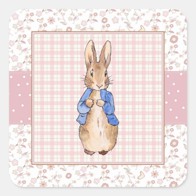 Peter die Rabbit Pink Jacke Quadratischer Aufkleber (Vorderseite)