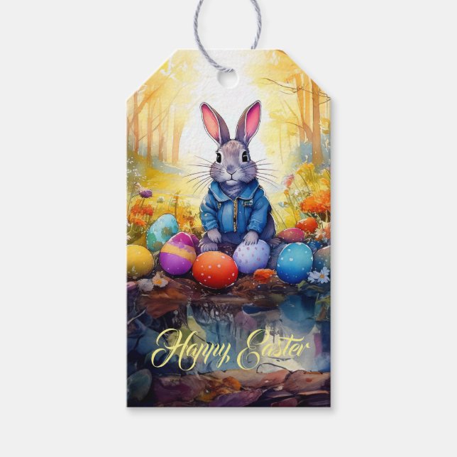 Peter Easter Bunny mit Ostereiern Geschenkanhänger (Vorderseite)