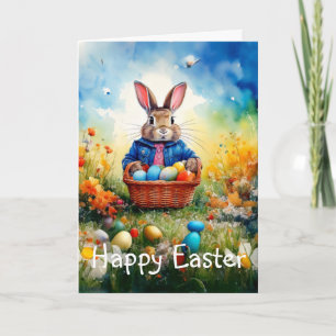 Peter Easter Bunny mit Ostereiern Karte