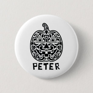 Peter Halloween Sugar Skull Design Button