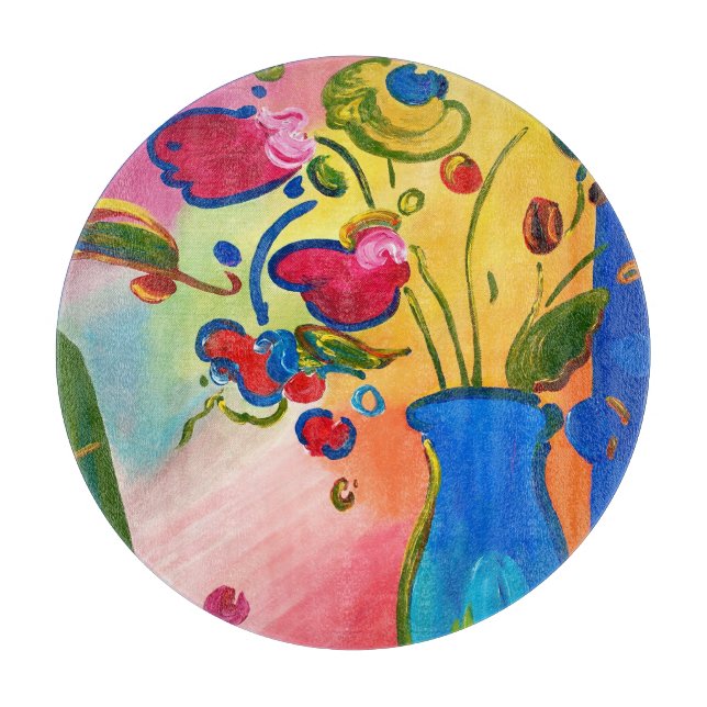Peter Max Blume Inspirierte Round Cutting Board Schneidebrett (Vorderseite)