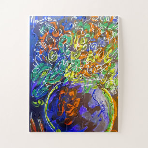 Peter Max farbenfrohe Aquarellvase mit Blume