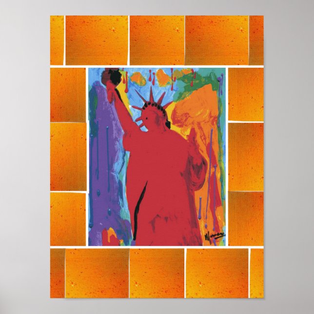Peter Max Stil Original signierte Acrylmalerei Poster (Vorne)