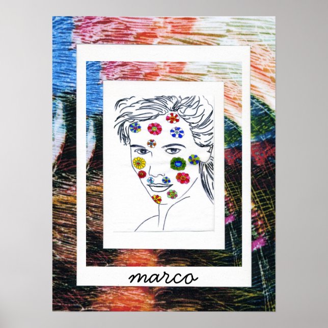 Peter Max Stil Original signierte Malerei Poster (Vorne)