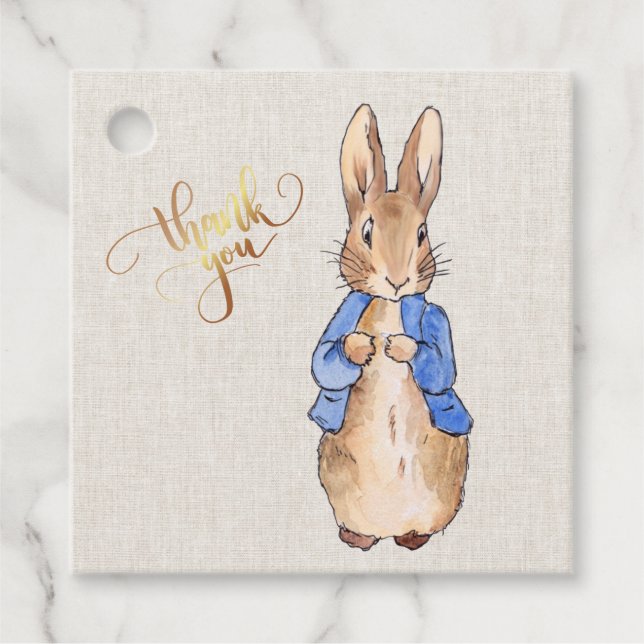 Peter mit Beige Linen Hintergrund Geschenkanhänger (Vorderseite)