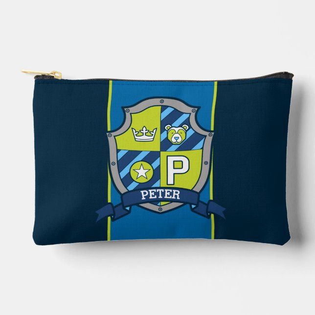 Peter Name bedeutet "Bär grüne blaue Ritter" Wappe Zubehörtasche (Vorderseite)