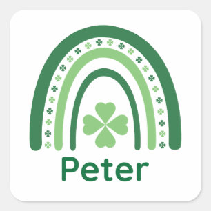 Peter Name Clover Boho Rainbow Quadratischer Aufkleber