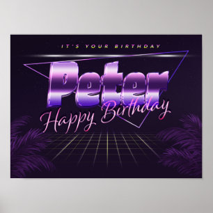 Peter Nom Vorname lila retro Poster Geburtstag