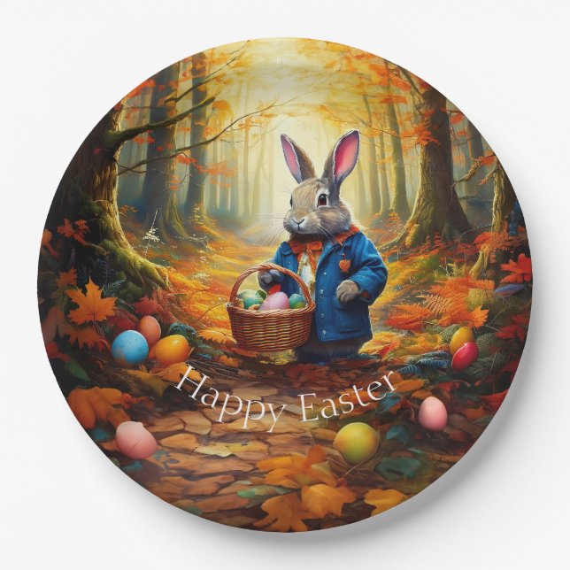 Peter Oaster Bunny mit Ostereier-Körbchen Pappteller (Vorderseite)