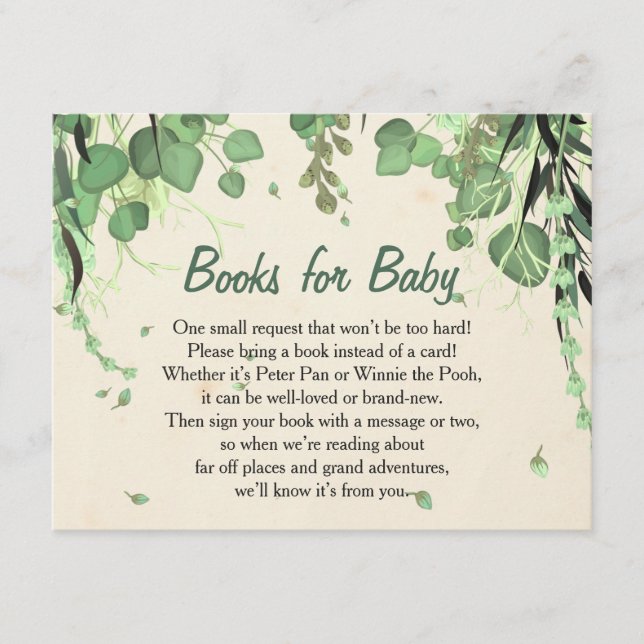 Peter Pan Neverland Bücher für Babyeinlage Begleitkarte (Vorderseite)