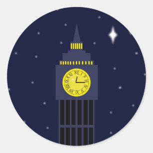 Peter Pan Neverland Uhrturm Wunschstern Runder Aufkleber