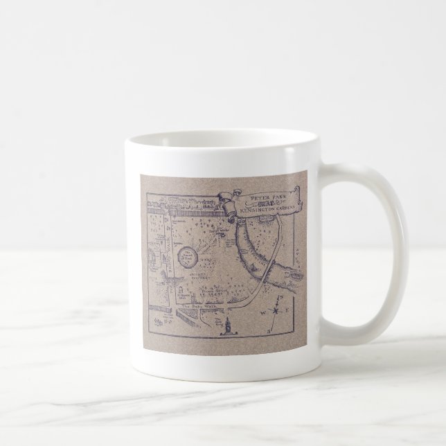 Peter Pans Karte von Kensington-Gärten Kaffeetasse (Rechts)