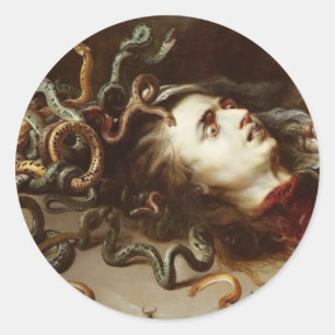 Peter Paul Rubens - Leiter von Medusa - Barock P Runder Aufkleber