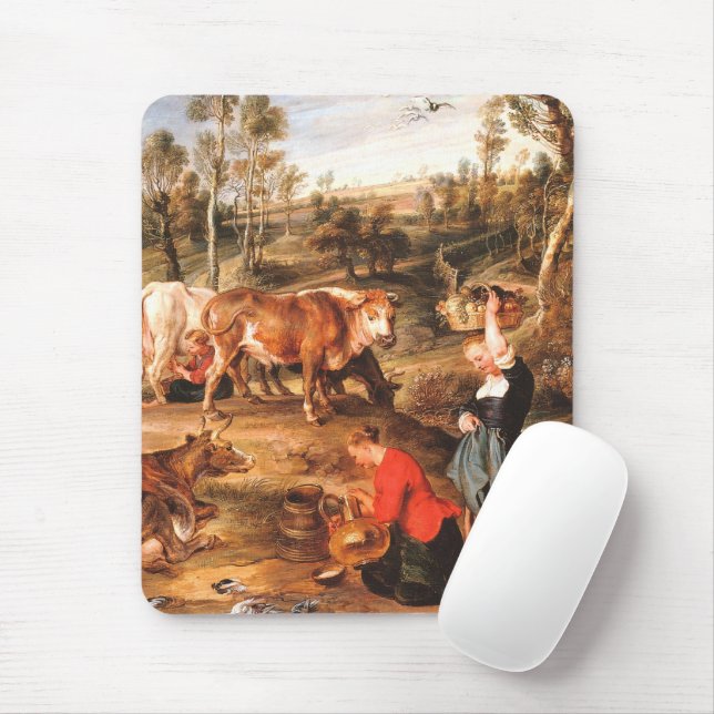 Peter Paul Rubens Milkmaids mit Rindern in einem L Mousepad (Mit Mouse)
