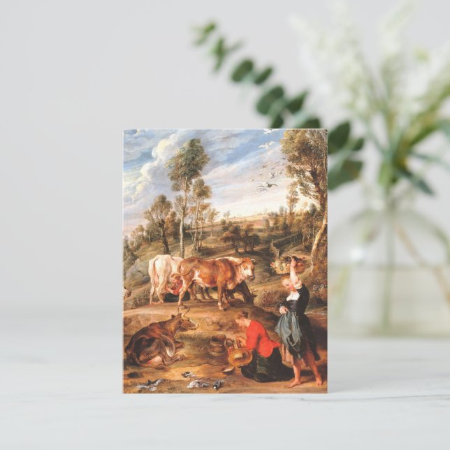 Peter Paul Rubens Milkmaids mit Rindern in einem L RSVP Karte (Stehend Vorderseite)