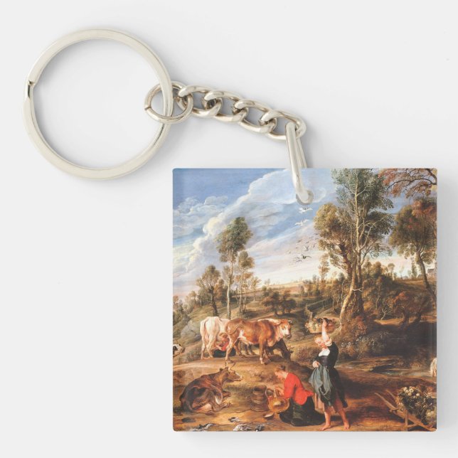 Peter Paul Rubens Milkmaids mit Rindern in einem L Schlüsselanhänger (Vorderseite)