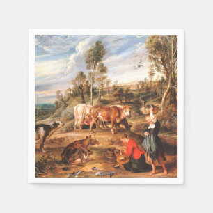 Peter Paul Rubens Milkmaids mit Rindern in einem L Serviette