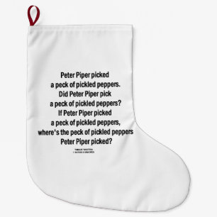 Peter Piper pickte Peck von gepflückten Paprikasc Großer Weihnachtsstrumpf