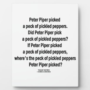 Peter Piper pickte Peck von gepflückten Paprikasch Fotoplatte