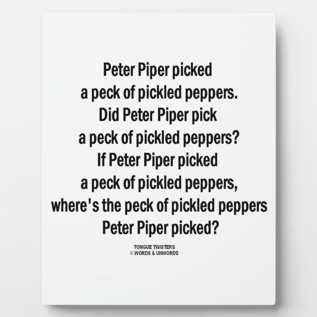 Peter Piper pickte Peck von gepflückten Paprikasch Fotoplatte (Vorderseite)