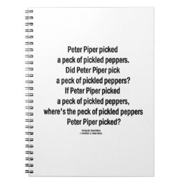 Peter Piper pickte Peck von gepflückten Paprikasch Notizblock