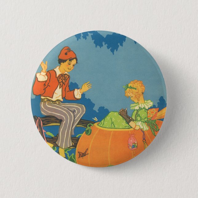 Peter Pumpkin Eater, Vintages Kinderzimmer Rhyme Button (Vorderseite)