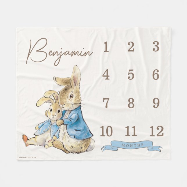 Peter Rabbit | Baby Boy 12 Monate Milestone Fleecedecke (Vorderseite (Horizontal))