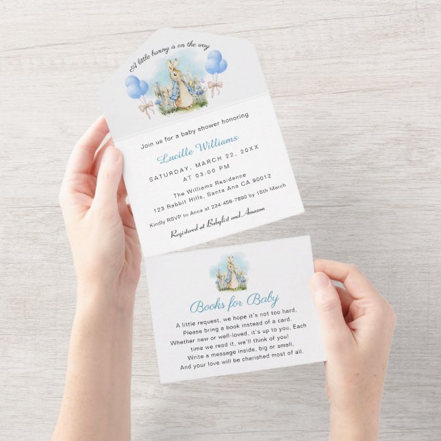 Peter Rabbit Baby Boy All in One Invitation (Déchirure)